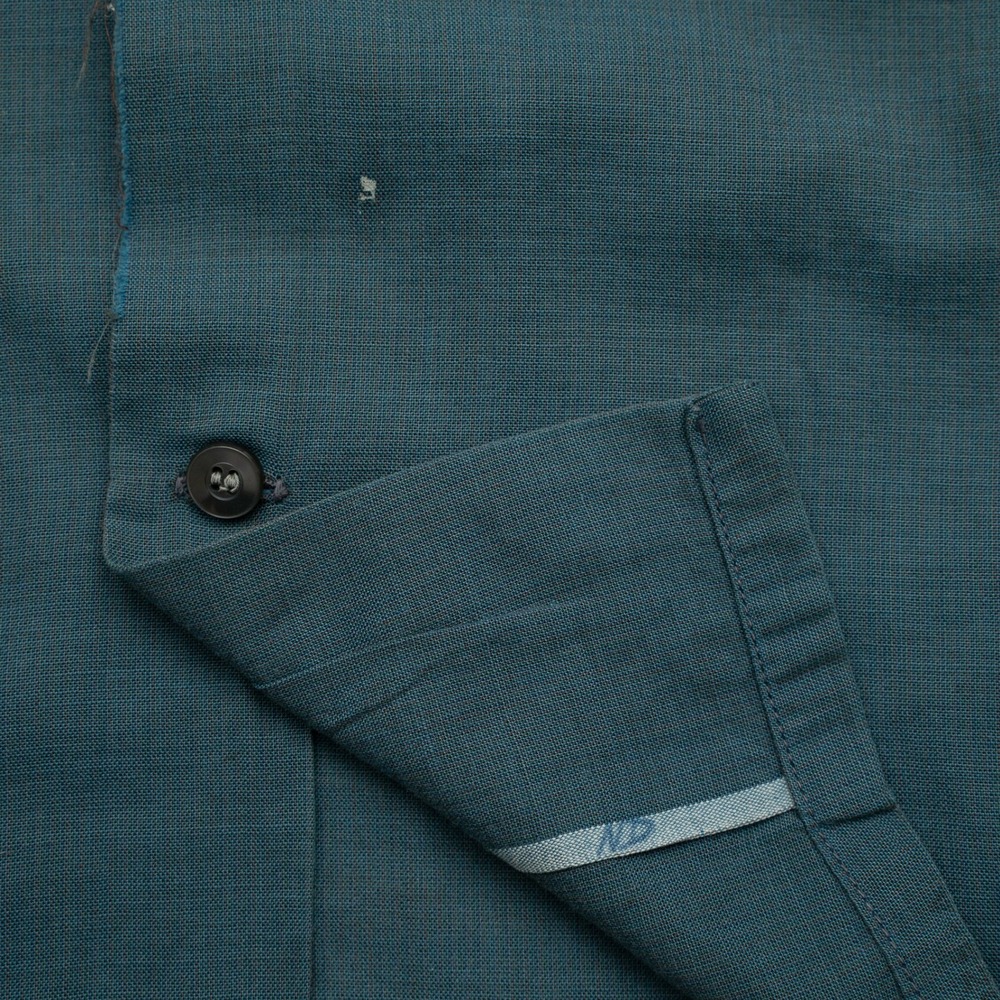 Vtg 60s Cotton Camp Loop Collar Mansmooth Selvedge Button Up Shirt Manhattan M - Picture 3 of 10